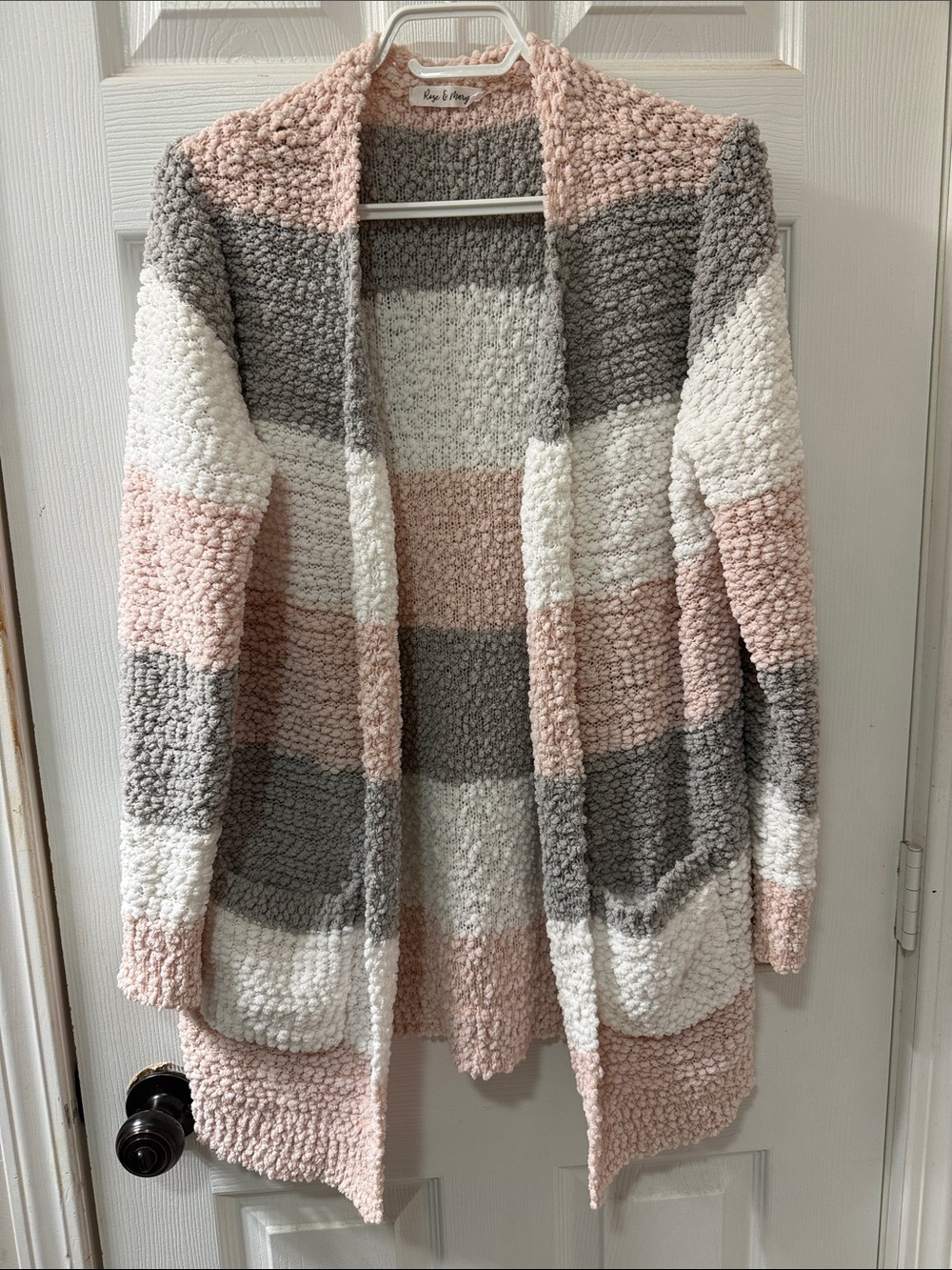 Rose & Mary colorblock striped popcorn cardigan